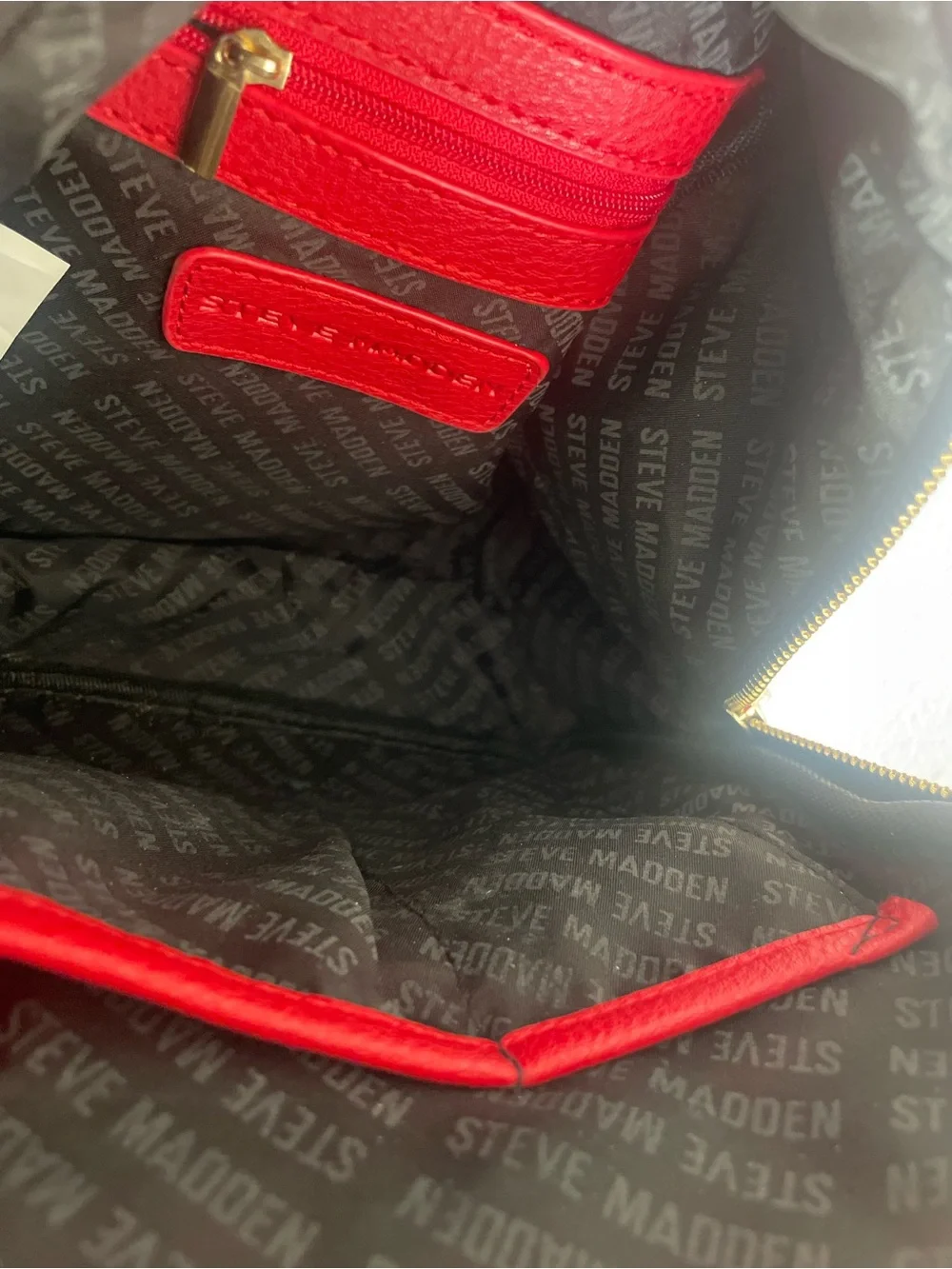 Steve Madden Red Textured Mini Backpack with Gold Hardware